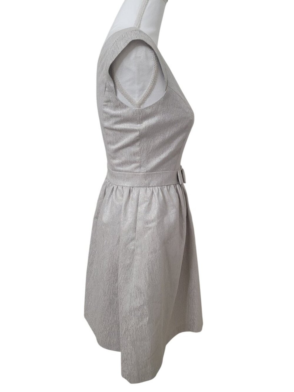 Cynthia Steffe Size 2 Silver Metallic Fit & Flare Cocktail Dress - Picture 7 of 15
